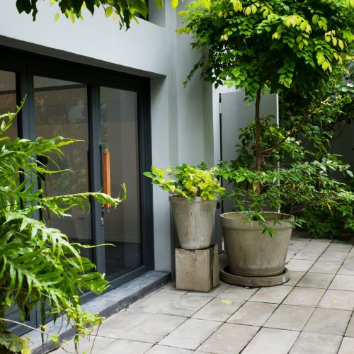 Modern,Door,In,Summer,Garden.